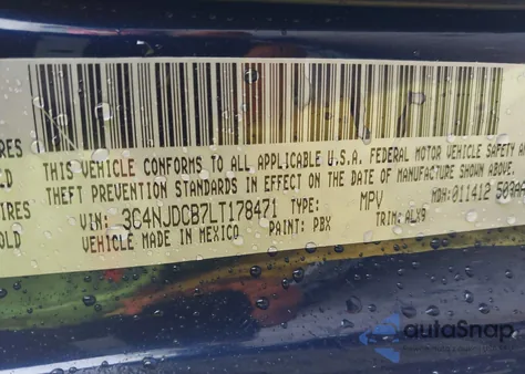2020 Jeep Compass Limited 4X4 z USA, uszkodzony, nr VIN 3C4NJDCB7LT178471